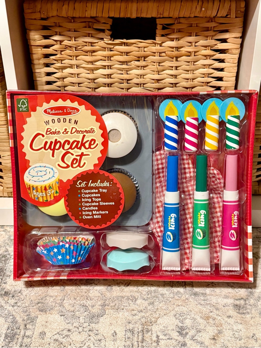 Melissa & Doug Wooden Bake & Decorate Cupcake Set - Multicolor